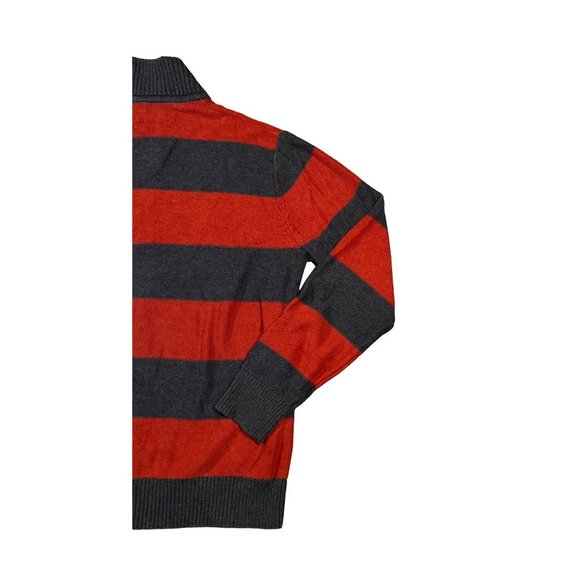 Tommy Hilfiger Sweater Men's Long Sleeve Striped Dual Zipper Gray Orange XL - Picture 11 of 13